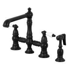 Maybe you would like to learn more about one of these? Kingston Brass English Country 2 Handle Bridge Kitchen Faucet With Side Sprayer In Matte Black Hks7270plbs The Home Depot