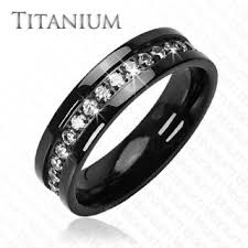 Starfire Solid Black With Circled Round Cubic Zirconias Titanium Wedding Band Mens Diamond Wedding Bands Black Diamond Ring Engagement Diamond Wedding Bands