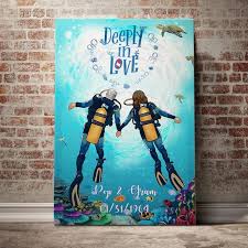 Ggth200131001 Couple Scuba Diving Love Quote Customized Hair Skin Canvas Personalized Valentine S Day Gift Couples Canvas Wedding Doves Diving