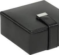 WOLF Heritage Cufflink Box - Faux Leather, Ultra-Suede Lining, Magnetic Closure