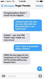Buy and sell your nascar tickets today. Nascarcasm Fake Texts To Brickyard Winner Brad Keselowski Official Site Of Nascar