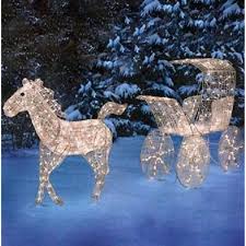 Outdoor Animotion Crystalline Horse And Carriage Display Christmas Yard Decoration Click Christmas Horses Outdoor Christmas Decorations Animated Christmas