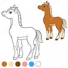 Kleurplaat Kleur Me Paard Kleine Schattige Veulen Stockvector C Ya Mayka 115487738 Kleurplaten Paarden Kleuren