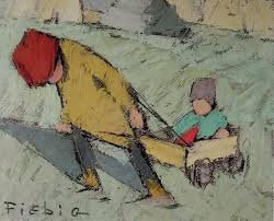 Enfants Au Charriot Ladeveze Lescar Frederic Fiebig Tableau Dessin Peinture Sur Toile Peinture Dessin