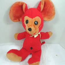 Vintage 70s Animal Fair Smiley Miley Mouse Stuffed Plush Animal Red Vtg Animalfair Blue Stuffed Animals Plush Animals Animals