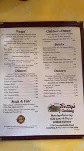 Betty's barbque is a restaurant featuring online barbeque food ordering to anniston, al. Betty S Country Cooking Columbia Ky Menu In Columbia Kentucky Usa