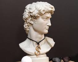 Standbeeld van David, standbeeld van David, standbeeld van David, grote  buste van David, standbeeld van Griekse buste, standbeeld van een man,  standbeeld van zwarte David