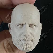 Uomini in scala 1/6 non verniciati soldato Rick Grimes Negan Head Carving  The Walking Dead White Model Head Fit 12 ''Action Figure Body