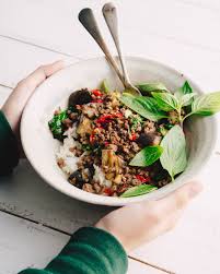 Add thai basil and quickly stir to heat the basil, so that it retains it color. Basil Beef Eggplant Stir Fry Beef Recipes Minced Beef Recipes Recipes