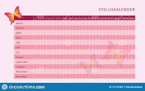 Pink Monthly Menstruation Calendar Of Menstrual Cycle With