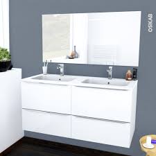 Ensemble Salle De Bains Meuble Bora Blanc Plan Double Vasque Resine Miroir Lumin Ensemble Salle De Bain Meuble Double Vasque Salle De Bains Double Vasque