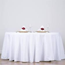 ‹ return to choosing the right linen size page. 132 White Polyester Round Tablecloth Efavormart