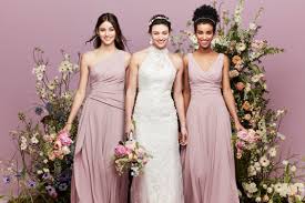 These Quartz Colored Bridesmaid Dresses Are So Romantic Matched With The High Neck Lace Wedding Dres High Neck Lace Wedding Dress Bridesmaid Dresses Bridesmaid