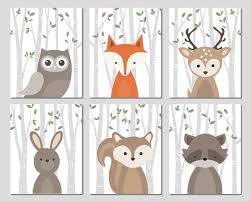 Forest Animals Nursery Art Woodland Creatures Wall Decor Baby Etsy Baby Nursery Wall Art Forest Animal Nursery Animal Baby Room