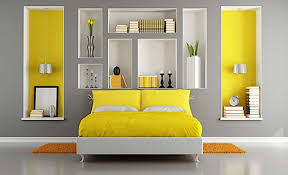 Bedroom Grey And Yellow Wall Color For Bright Bedroom Paint Color Combinations With White Ceram Modern Bedroom Design Bedroom Interior Interior Design Bedroom