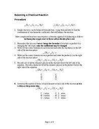 Balancing A Chemical Reaction Handout And Study Aid Chemistry Review Biology Science Educatio Chemistry Review Chemical Reactions Cool Science Experiments