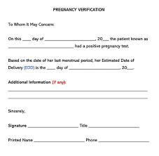 Free Pregnancy Verification Forms Templates Word Pdf