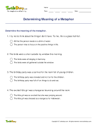 An easy way to remember how to tell the difference is to think of the word similar when you think of similes. Determining Meaning Of A Metaphor Worksheet Turtle Diary