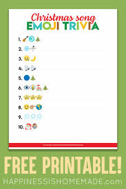 Christmas quiz questions you can have fun answering our trivia quiz questions at any festive events. Printable Emoji Christmas Songs Game Happiness Is Homemade