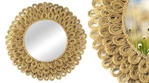 On digital or printed media. Wall Hanging Mirror Decoration With Jute Rope Jute Wall Hanging Craft Jute Crafts Hanging Wall Mirror Hanging Mirror