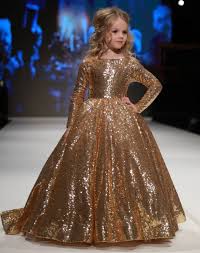 Gold Sequins Flower Girl Dress New Hot Sparkly Pageant Dresses For Teens Girls Pageant Gowns Long Flower Girl Dresses