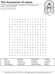 The puzzles cover a variety of topics related to christianity and the bible. Ascension Word Search Sermons4kids