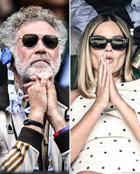 Will Ferrell and Margot Robbie taking in some tennis action at Wimbledon 🎾