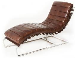 Lounge Chair Relax Armchair Brown Leather And Chromed Metal