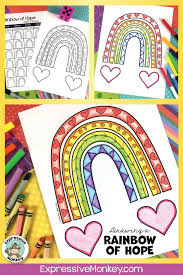 Rainbow Of Hope Drawing Distance Learning Instructions Rainbow Art Rainbow Drawing Easy Art Lessons
