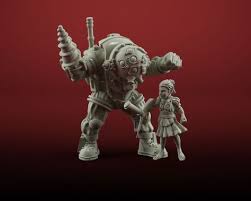 Little Sister With Bigdaddy 3d Print Model Print Models 3d Printing Anime Figures