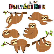 Sluggish Sloths Clip Art Set Daily Art Hub Free Clip Art Everyday Clip Art Sloth Art Free Clip Art