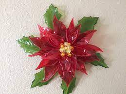 Vintage Poinsettia Flower Celluloid Poinsettia 1968 Joseph Markovits Vintage Christmas Mid Centu Poinsettia Flower Bottle Crafts Plastic Bottle Crafts
