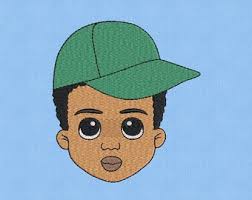 Afro Boy Face Embroidery Design: Hat Portrait (digital Download)