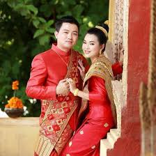 Red Lao Wedding Attire Laos Wedding Traditional Dresses Laos Clothing