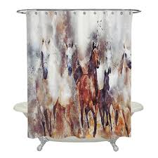 Shower curtains can become a focal point among your other bathroom ideas. Wild Horses Abstract Shower Curtain Folk N Funky