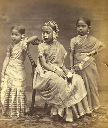 1867 photograph of women and girl in Madras