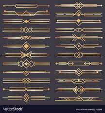 Art Deco Divider Gold Retro Arts Border 1920s Decorative Ornaments And Golden Dividers Borders Minimal Art Deco Borders Art Deco Illustration Art Deco Font