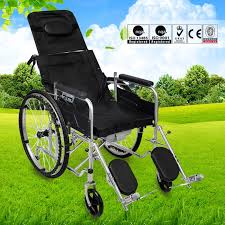 High Back Lightweight Folding Reclining Lying Down Manual Wheel Chair Wheelchair Outdoor Chairs Recliner