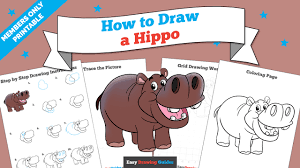 How to draw a cartoon hippo. How To Draw A Hippo Really Easy Drawing Tutorial