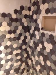 Hexagonal Tiles In A Random Pattern For The Shower Home Renovation Hexagon Tiles Victorian Homes