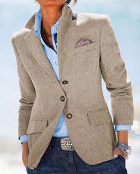 Since the weather is warming, wearing a blazer with a sweater is the perfect elevated transitional weekend look. Solid Pockets Blazer Plus Size Lapel Jacket Womens Business Casual Vest Outfits For Women Lapel Jacket