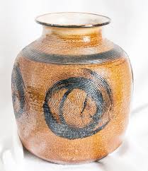 Ceramic Pottery Large Vase Original Hand Thrown Art Pottery 10 Inch Brown Black And White Pot Signed Dated Abstact Pottery Vase Pottery Art Ceramic Jug