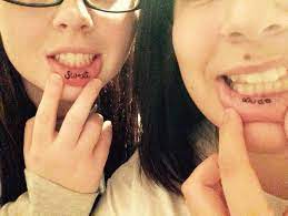 Sweet And Dude Tattoo With My Best Friend Inner Lip Tattoo Inner Lip Tattoo Inside Lip Tattoos Lip Tattoos