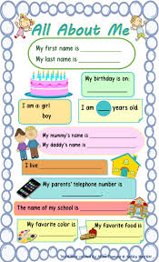 Practice with autobiographical worksheets, lesson plans, and other printables. All About Me Free Online Exercise