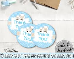 Baby shower gift tags printable that are revered salvador blog. Baby Shower Boy Thank You Sheep Round Tag Or Sticker Printable Little Studio 118