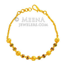 We stock women's bracelets in yellow, rose and white gold, and a combination of all three. 22k Gold Balls Ladies Bracelet Brla21417 22k Gold Balls Ladies Bracelet Meenakari Ladies Bracelet Is Designed With Beaded Gold Balls In Alte