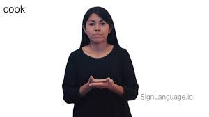 Put the food on the cooking surface and then turn the food over. Cook In Asl Example 1 American Sign Language