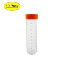 Uxcell 45ml Plastic Round Bottom Centrifuge Tubes with Orange Cap 10 Pack