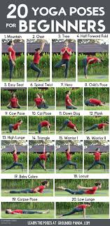 20 Yoga Poses For Complete Beginners Free Printable Yoga Poses Easy Yoga Poses Easy Yoga