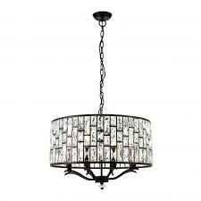 Lamps with drum shades have become the new contemporary norm, but they are not new. 8 Light Pendant 40w Dark Bronze Paint Clear Crystal